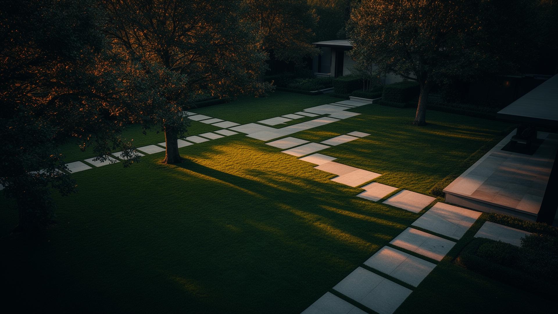 Premium landscape design at golden hour